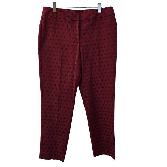 Talbots Pants - Talbots Signature Polka Dot Burgundy Ankle Pants Size 10